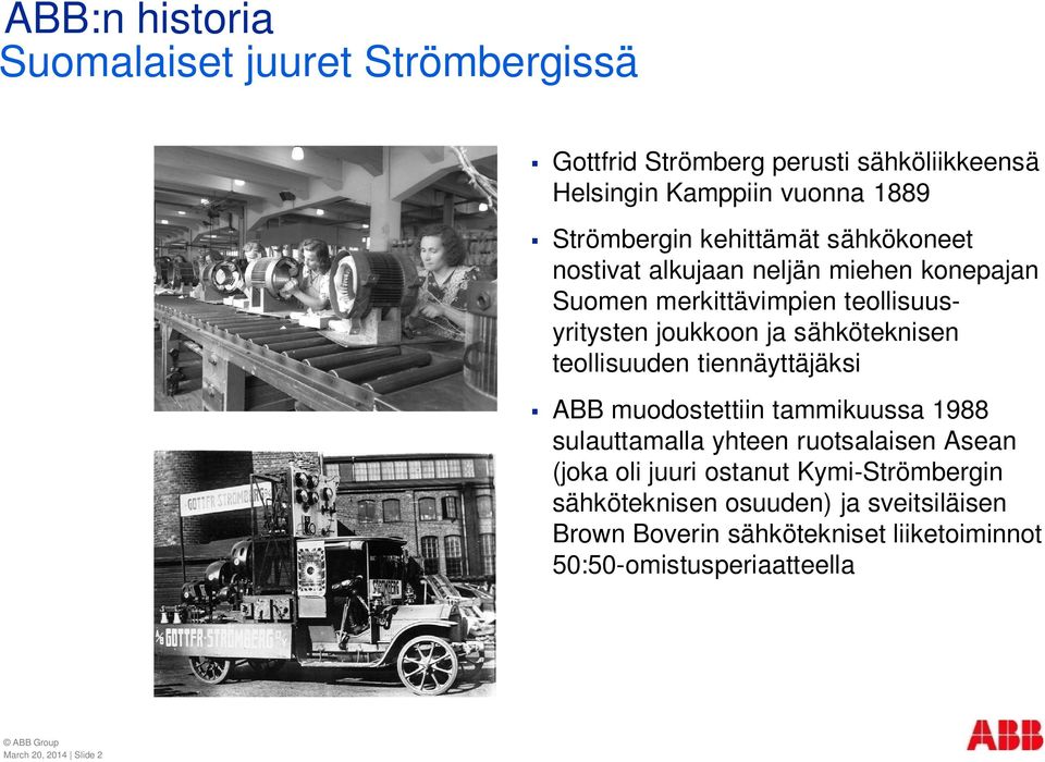 teollisuuden tiennäyttäjäksi ABB muodostettiin tammikuussa 1988 sulauttamalla yhteen ruotsalaisen Asean (joka oli juuri ostanut