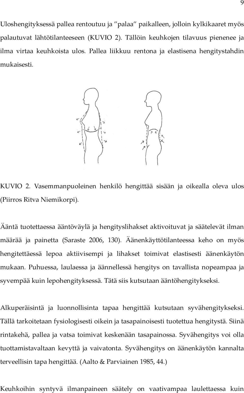 Ääntä tuotettaessa ääntöväylä ja hengityslihakset aktivoituvat ja säätelevät ilman määrää ja painetta (Saraste 2006, 130).