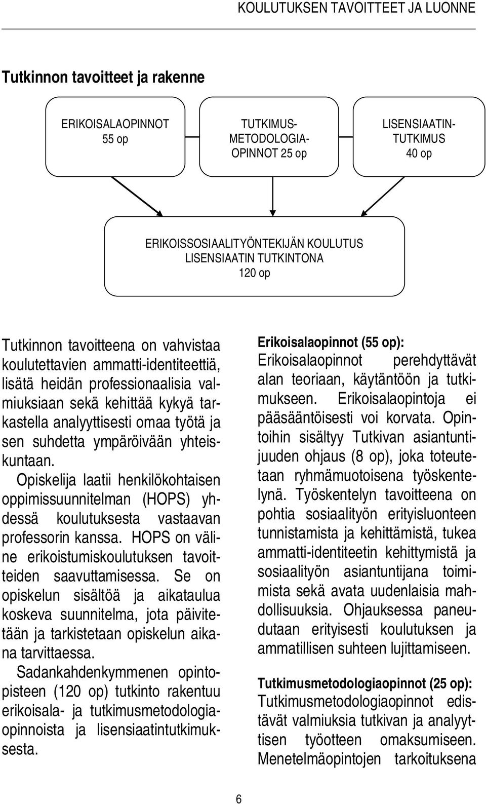 omaa työtä ja sen suhdetta ympäröivään yhteiskuntaan. Opiskelija laatii henkilökohtaisen oppimissuunnitelman (HOPS) yhdessä koulutuksesta vastaavan professorin kanssa.