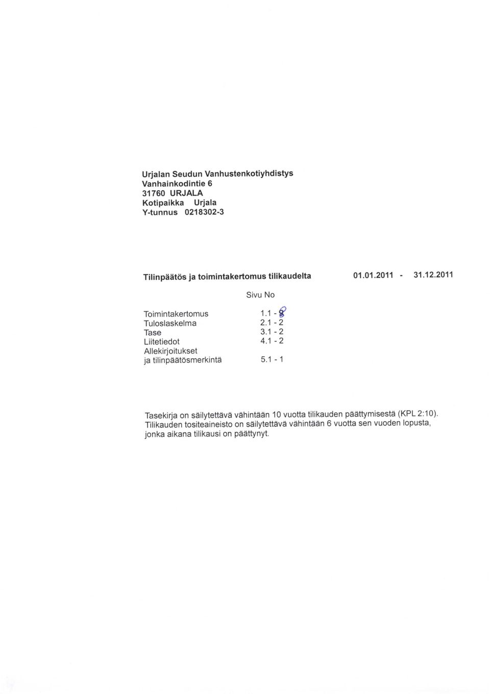 1-2 Liitetiedot 4.1-2 Allekirjoitukset ja tilinpaatosmerkinta 5.