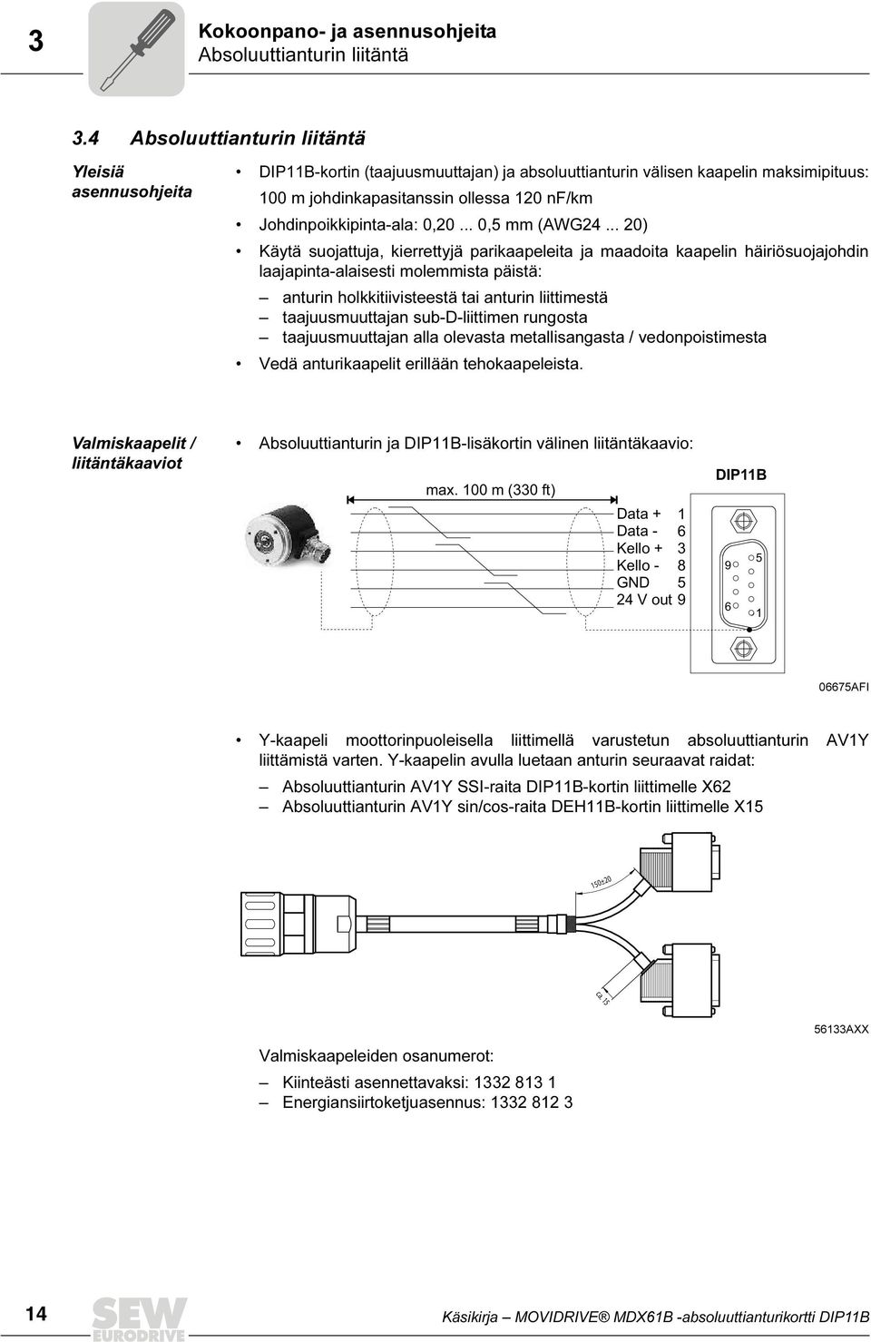 Johdinpoikkipinta-ala: 0,20... 0,5 mm (AWG24.