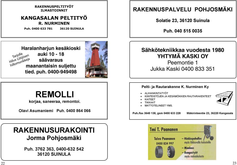 auki 040 10-515 18 0035 Marja-Leena säävaraus Kiiveri Nattarin maanantaisin palvelukeskus, suljettu puh.