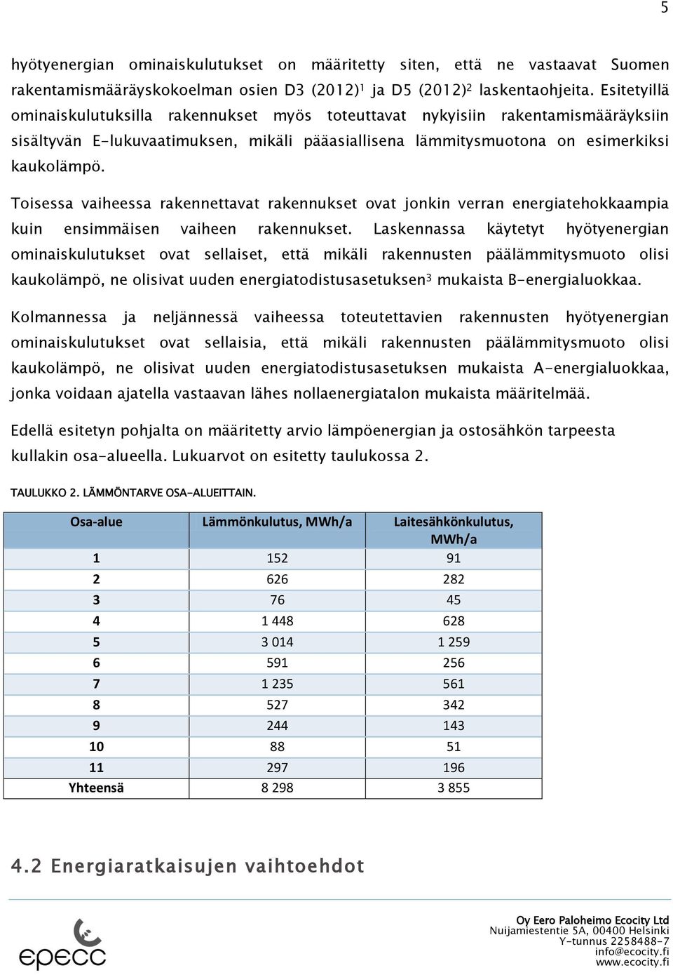 Toisessa vaiheessa rakennettavat rakennukset ovat jonkin verran energiatehokkaampia kuin ensimmäisen vaiheen rakennukset.