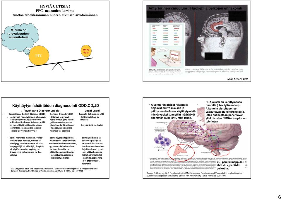 Minulla on tulevaisuudensuunnitelmia STROOPtesti Allan Schore 2003 Käyttäytymishäiriöiden diagnosointi ODD,CD,JD» Psychiatric Disorder Labels Legal Label Oppositional Defiant Disorder (ODD) Conduct