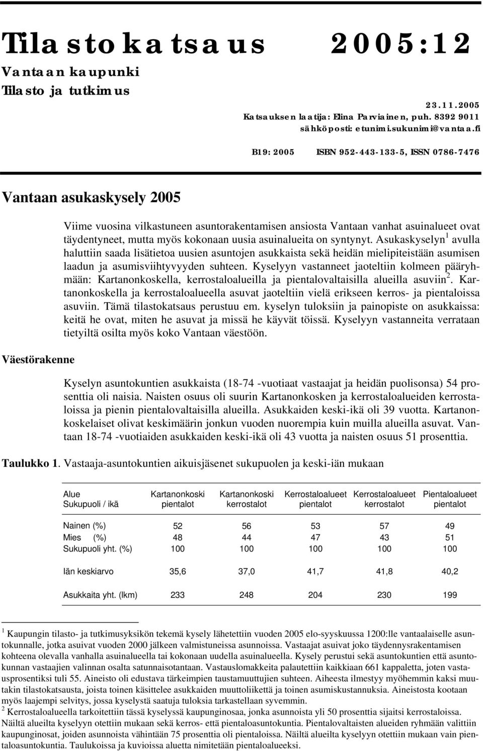 kokonaan uusia asuinalueita on syntynyt. Asukaskyselyn 1 avulla haluttiin saada lisätietoa uusien asuntojen asukkaista sekä heidän mielipiteistään asumisen laadun ja asumisviihtyvyyden suhteen.