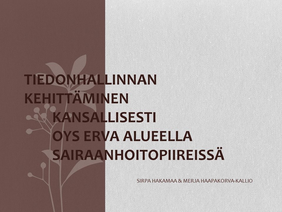 ALUEELLA SAIRAANHOITOPIIREISSÄ