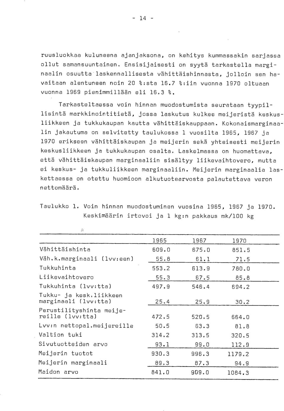 7 %:iin vuonna 1970 oltuaan vuonna 1969 pienimmillään eli 16.