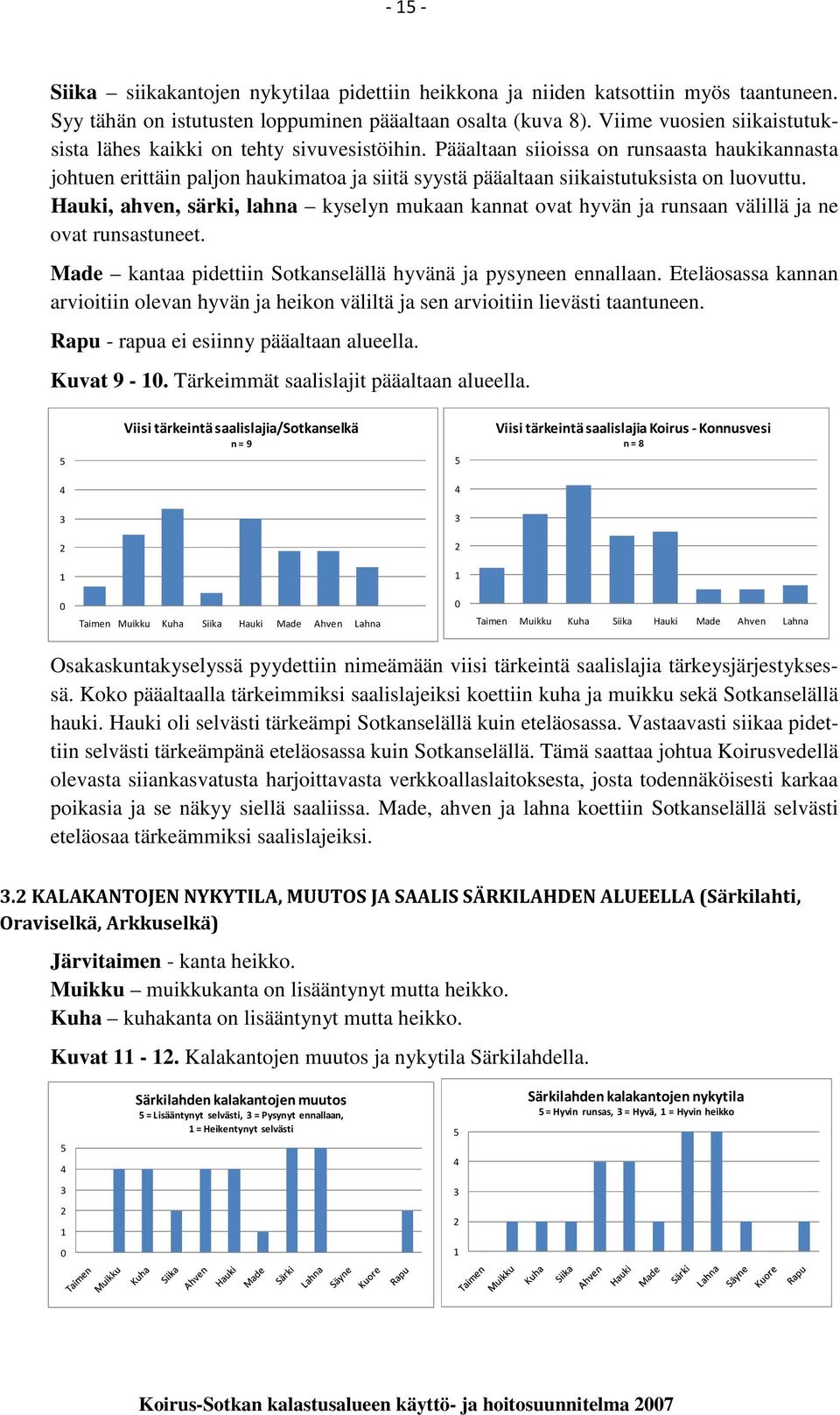 Pääaltaan siioissa on runsaasta haukikannasta johtuen erittäin paljon haukimatoa ja siitä syystä pääaltaan siikaistutuksista on luovuttu.