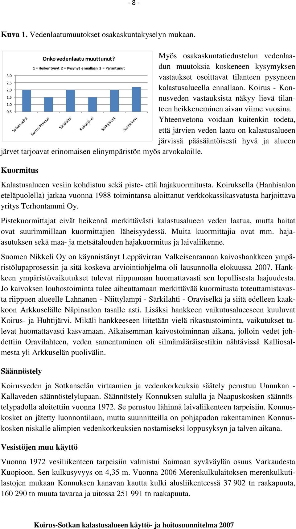 ennallaan. Koirus - Konnusveden vastauksista näkyy lievä tilan- 1,5 1,0 0,5 teen heikkeneminen aivan viime vuosina.