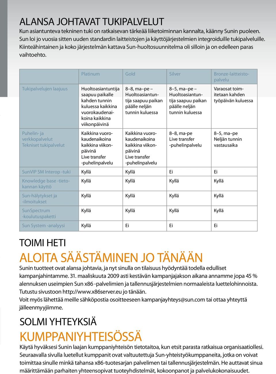 Kiinteähintainen ja koko järjestelmän kattava Sun-huoltosuunnitelma oli silloin ja on edelleen paras vaihtoehto.