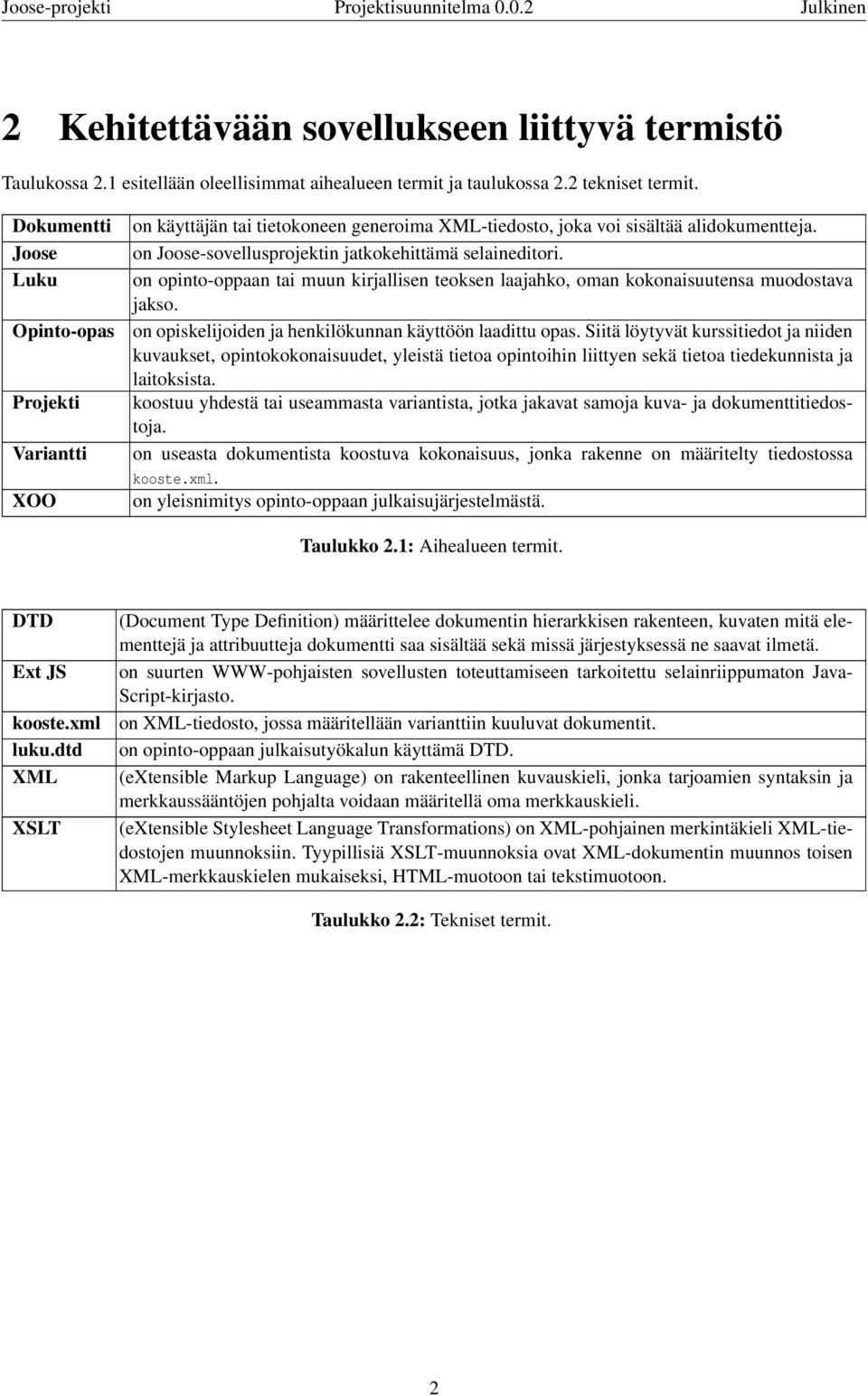 on Joose-sovellusprojektin jatkokehittämä selaineditori. on opinto-oppaan tai muun kirjallisen teoksen laajahko, oman kokonaisuutensa muodostava jakso.