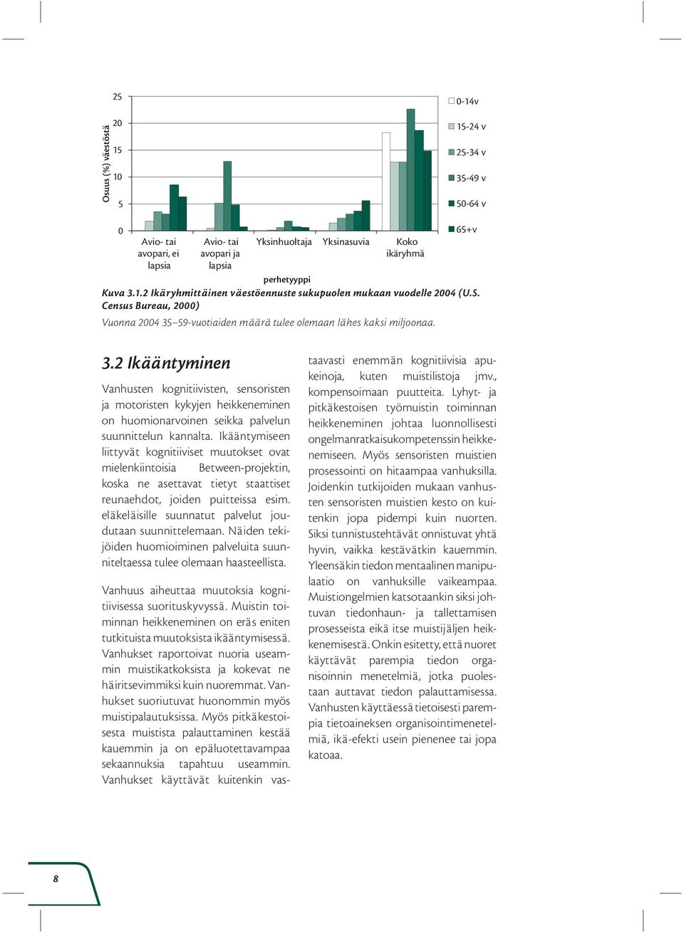 2 Ikääntyminen Vanhusten kognitiivisten, sensoristen ja motoristen kykyjen heikkeneminen on huomionarvoinen seikka palvelun suunnittelun kannalta.