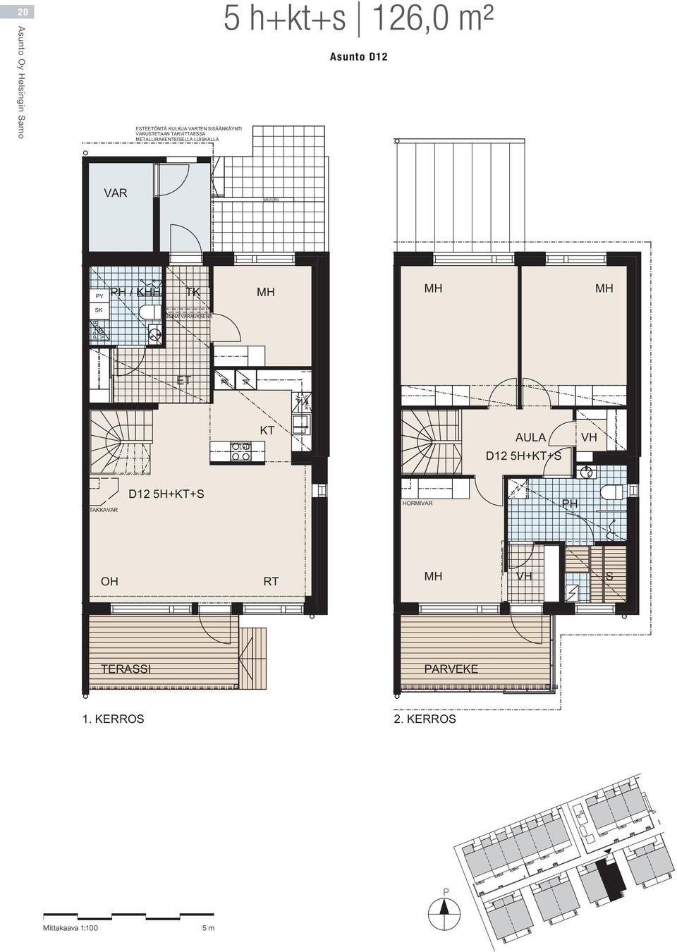 126,0 m² Asunto D12 / KHH EINÄ AUKENA PK JK MI