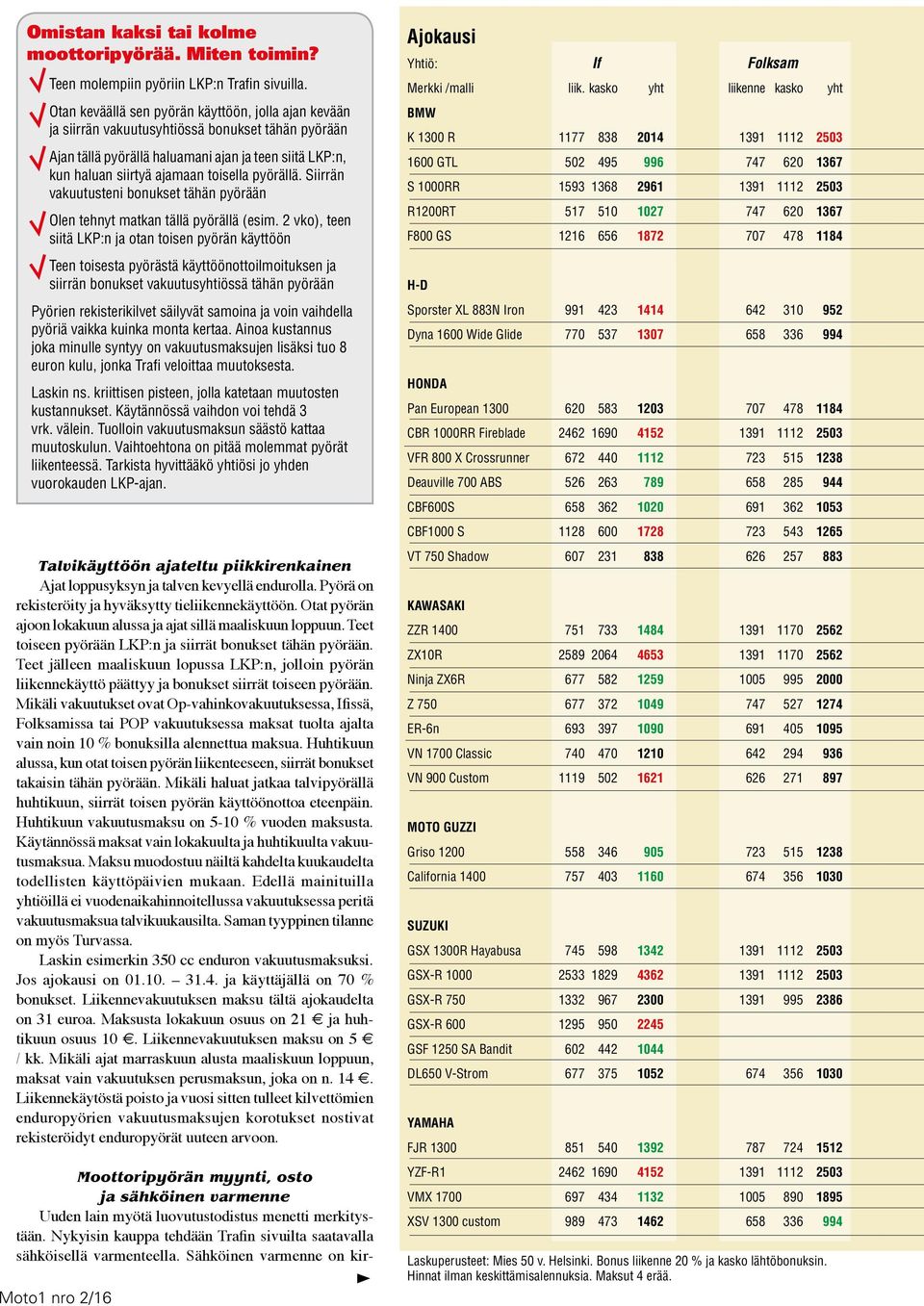 pyörällä. Siirrän vakuutusteni bonukset tähän pyörään Olen tehnyt matkan tällä pyörällä (esim.