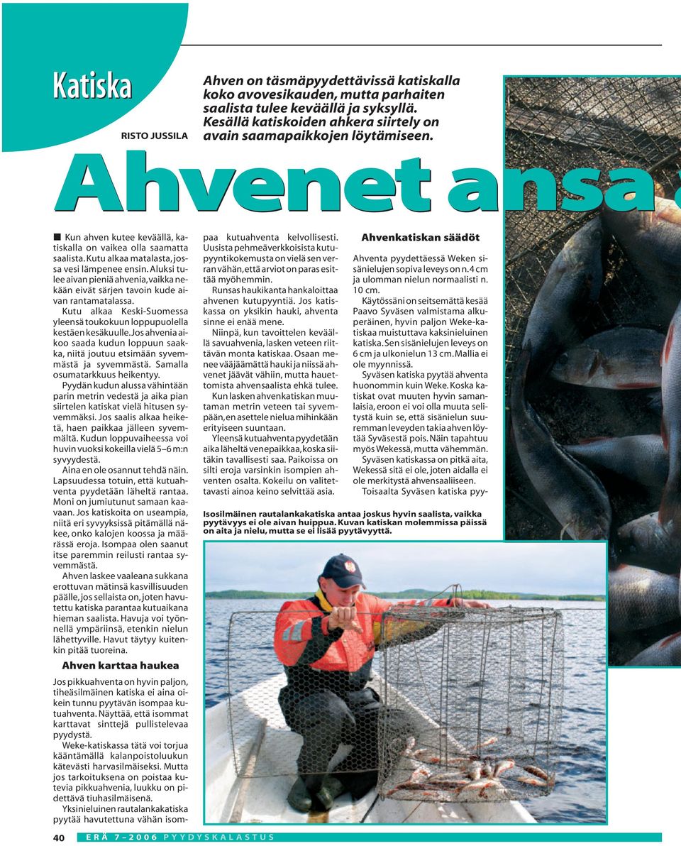 Aluksi tulee aivan pieniä ahvenia,vaikka nekään eivät särjen tavoin kude aivan rantamatalassa. Kutu alkaa Keski-Suomessa yleensä toukokuun loppupuolella kestäen kesäkuulle.