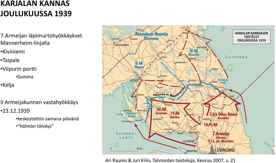 Viipurin portti Kelja Summa II Armeijakunnan vastahyökkäys 23.12.