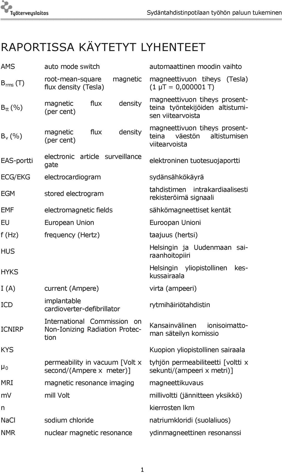 magneettivuon tiheys prosentteina väestön altistumisen viitearvoista elektroninen tuotesuojaportti ECG/EKG electrocardiogram sydänsähkökäyrä EGM stored electrogram tahdistimen intrakardiaalisesti