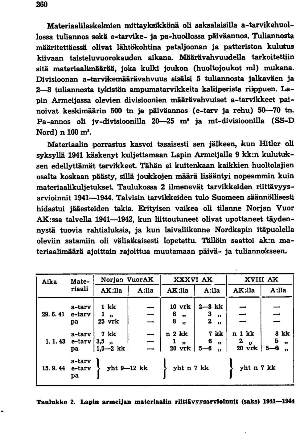 Määrävahvuudella t8j'1koitettiin sitä materiaalimäärää, joka kulki joukon (huoltojoukot ml) mukana.