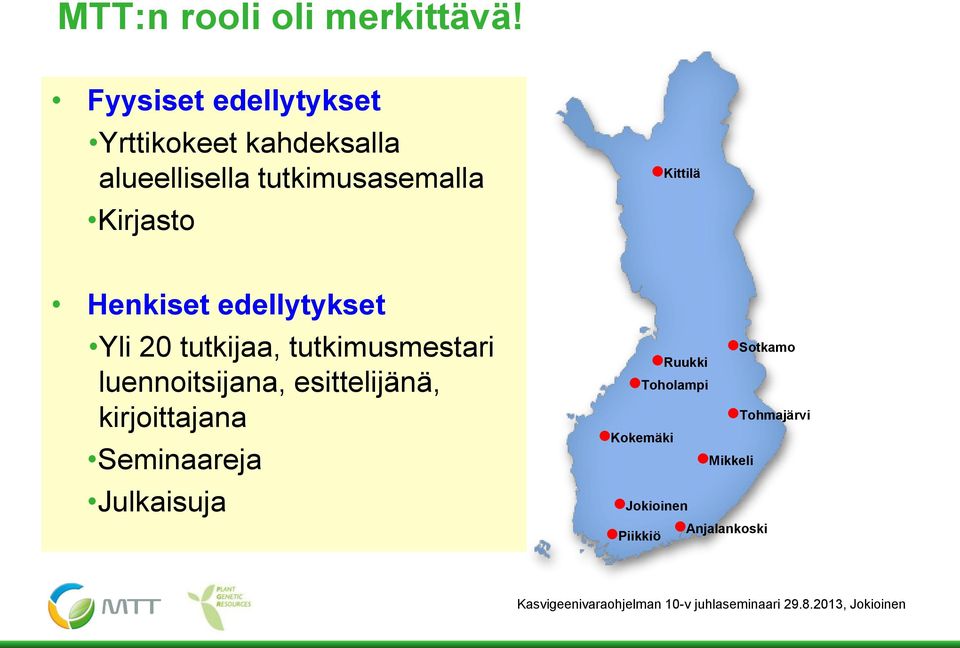 Kirjasto Kittilä Henkiset edellytykset Yli 20 tutkijaa, tutkimusmestari