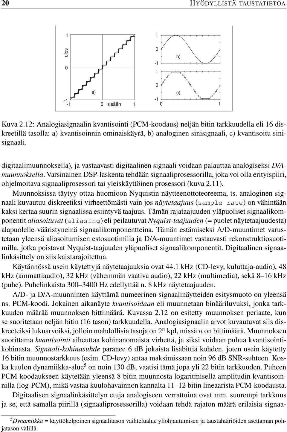 digitaalimuunnoksella), ja vastaavasti digitaalinen signaali voidaan palauttaa analogiseksi D/Amuunnoksella.