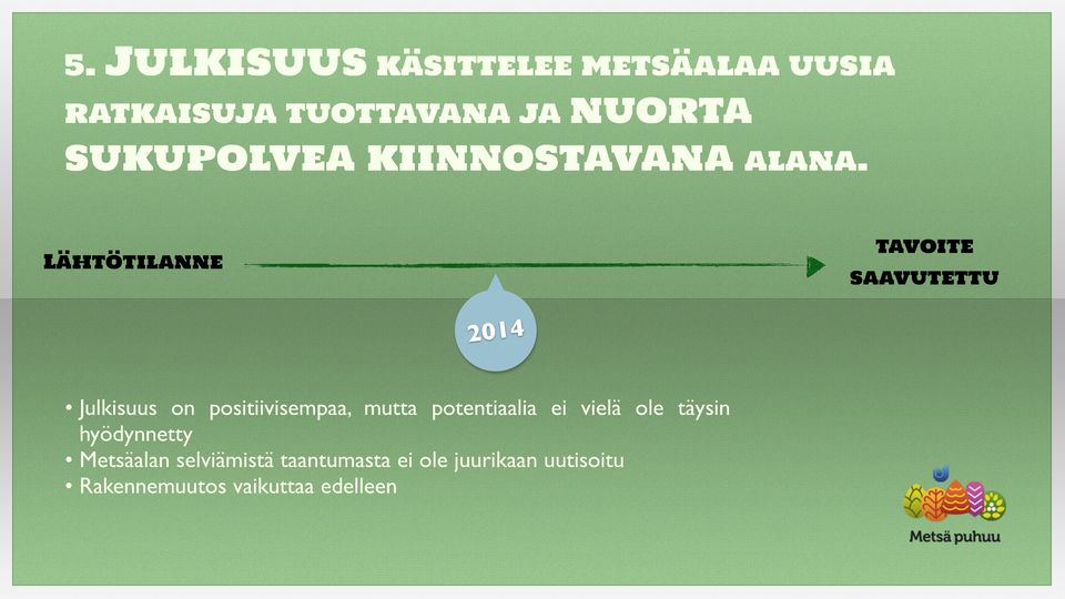 positiivisempaa, mutta potentiaalia ei vielä ole täysin hyödynnetty Metsäalan