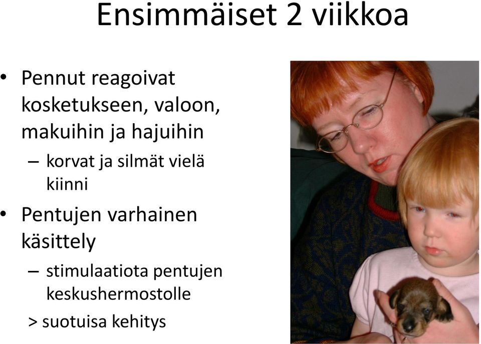 ja silmät vielä kiinni Pentujen varhainen