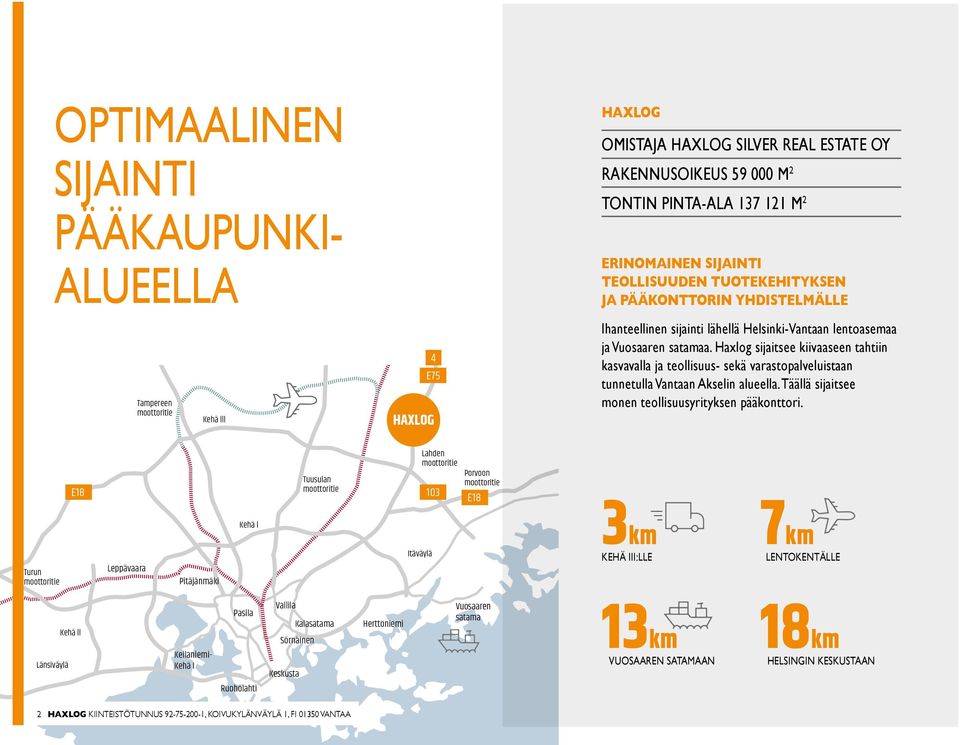 Haxlog sijaitsee kiivaaseen tahtiin kasvavalla ja teollisuus- sekä varastopalveluistaan tunnetulla Vantaan Akselin alueella. Täällä sijaitsee monen teollisuusyrityksen pääkonttori.