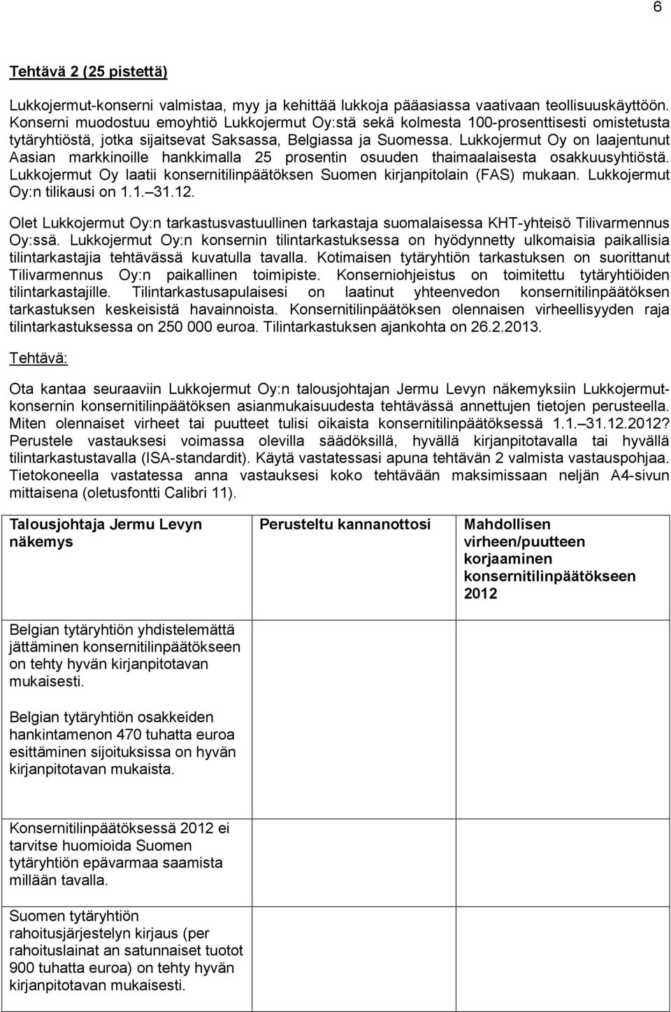 Lukkojermut Oy on laajentunut Aasian markkinoille hankkimalla 25 prosentin osuuden thaimaalaisesta osakkuusyhtiöstä. Lukkojermut Oy laatii konsernitilinpäätöksen Suomen kirjanpitolain (FAS) mukaan.