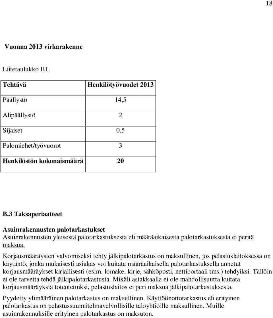 Korjausmääräysten valvomiseksi tehty jälkipalotarkastus on maksullinen, jos pelastuslaitoksessa on käytäntö, jonka mukaisesti asiakas voi kuitata määräaikaisella palotarkastuksella annetut