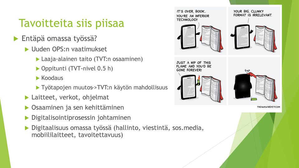 5 h) Koodaus Työtapojen muutos->tvt:n käytön mahdollisuus Laitteet, verkot, ohjelmat