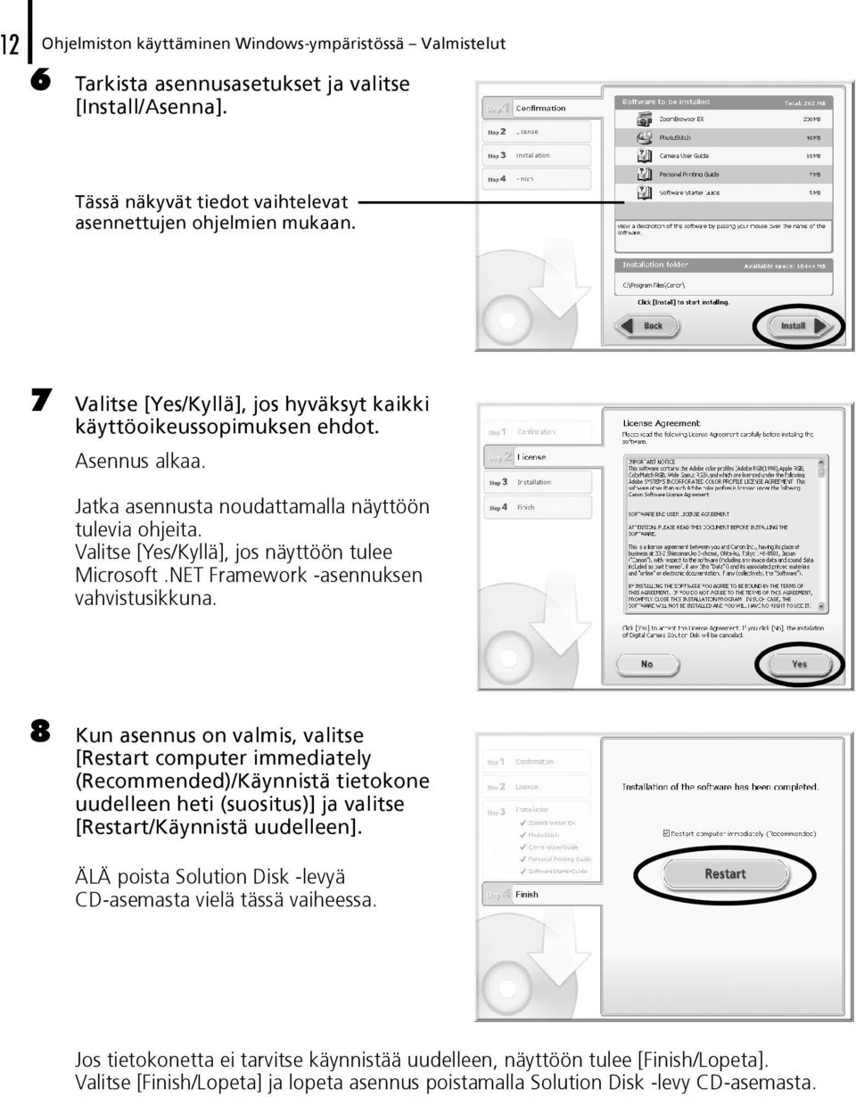 NET Framework -asennuksen vahvistusikkuna.