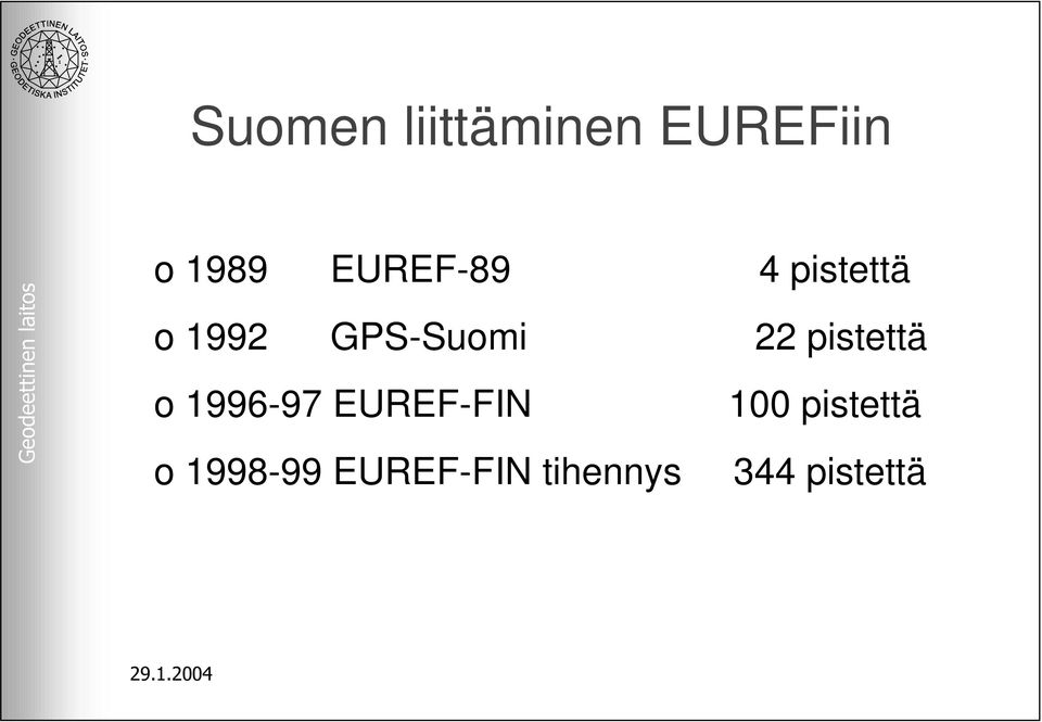 pistettä o 1996-97 EUREF-FIN 100