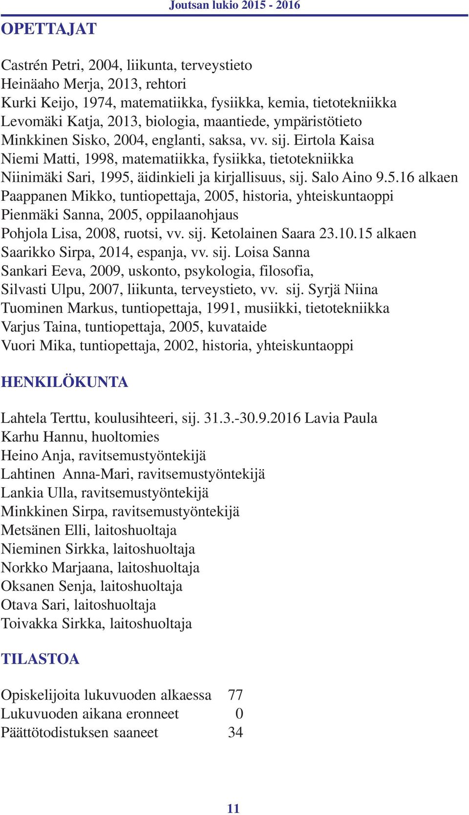 Eirtola Kaisa Niemi Matti, 1998, matematiikka, fysiikka, tietotekniikka Niinimäki Sari, 1995,