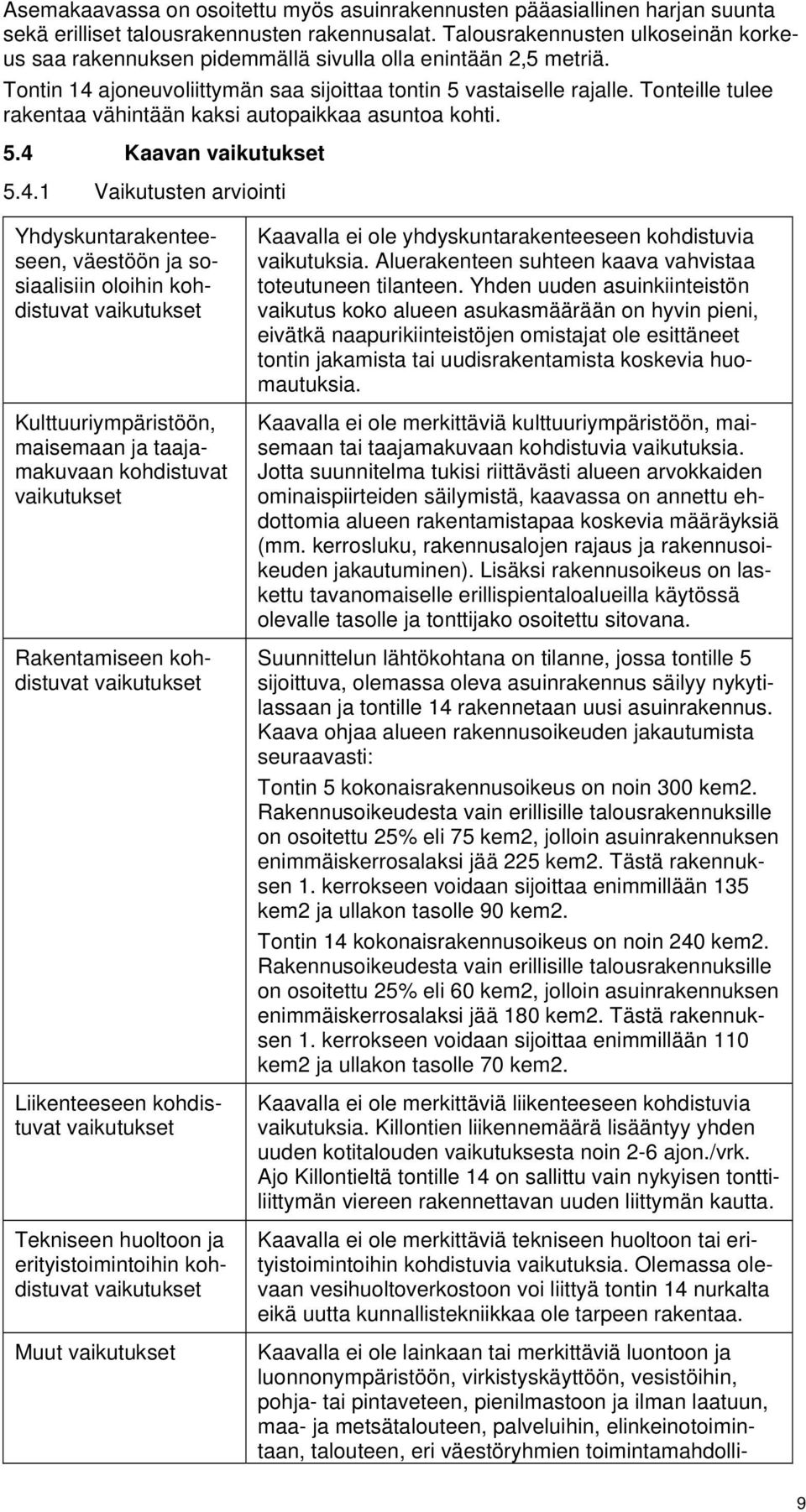Tonteille tulee rakentaa vähintään kaksi autopaikkaa asuntoa kohti. 5.4 