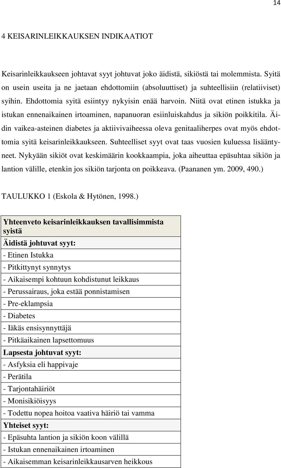 Niitä ovat etinen istukka ja istukan ennenaikainen irtoaminen, napanuoran esiinluiskahdus ja sikiön poikkitila.