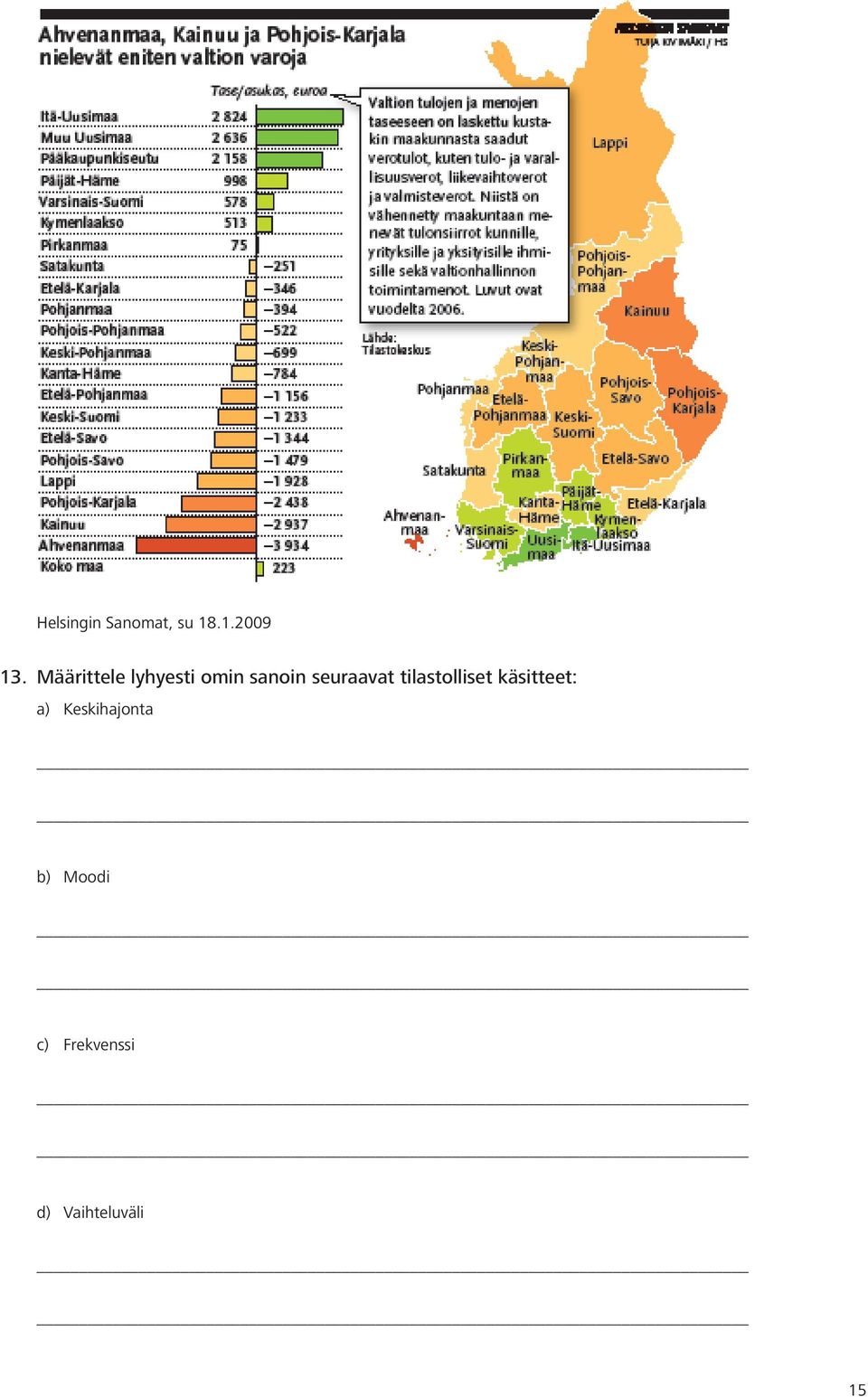 seuraavat tilastolliset käsitteet: a)