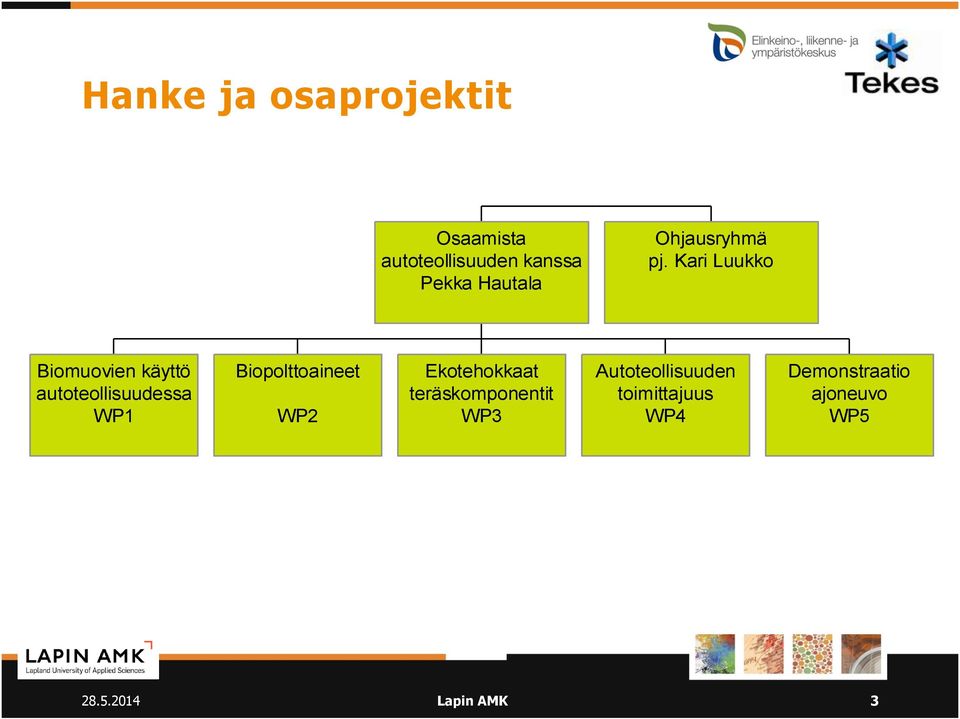 Kari Luukko Biomuovien käyttö autoteollisuudessa WP1