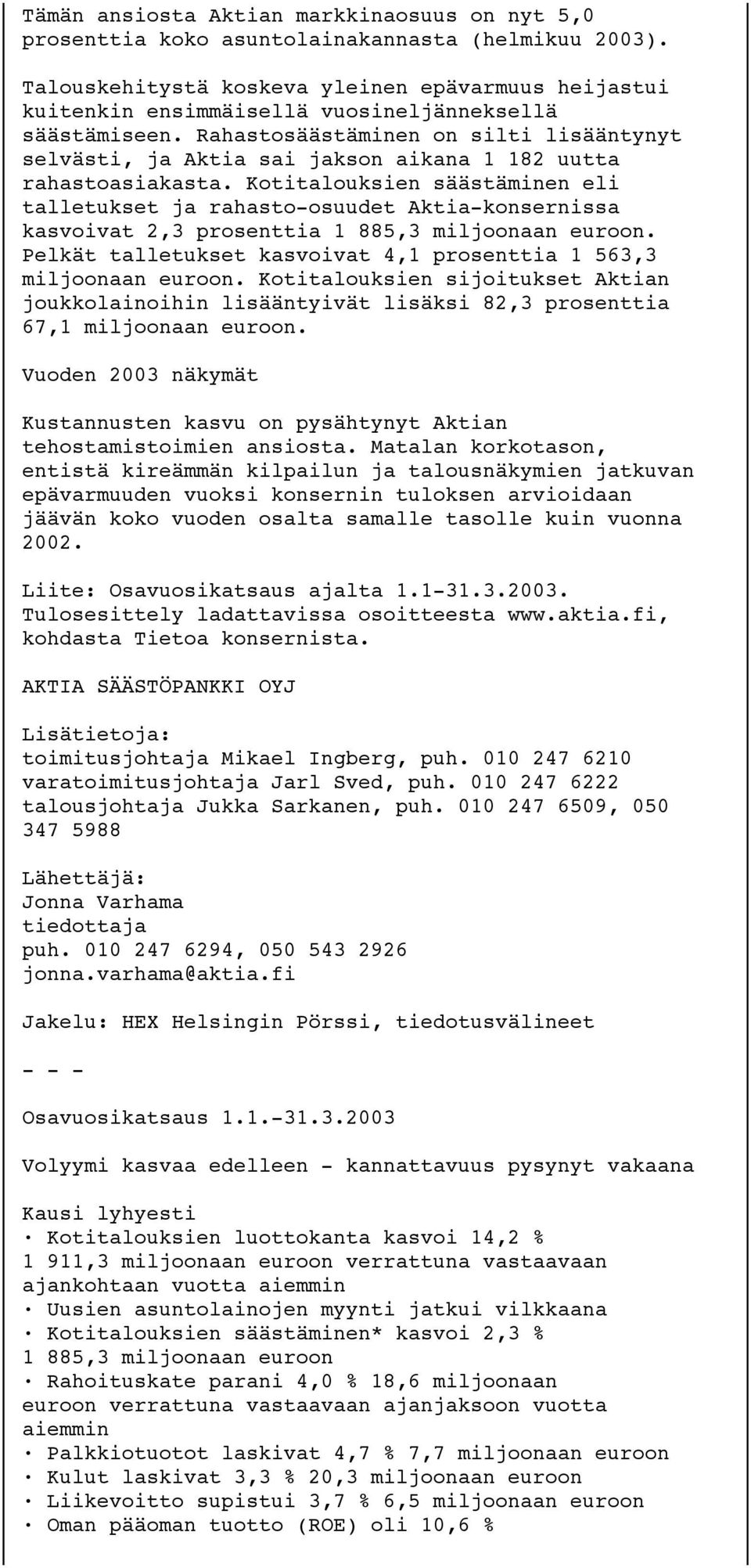 Rahastosäästäminen on silti lisääntynyt selvästi, ja Aktia sai jakson aikana 1 182 uutta rahastoasiakasta.