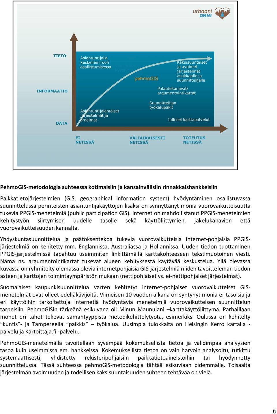 Internet on mahdollistanut PPGIS-menetelmien kehitystyön siirtymisen uudelle tasolle sekä käyttöliittymien, jakelukanavien että vuorovaikutteisuuden kannalta.