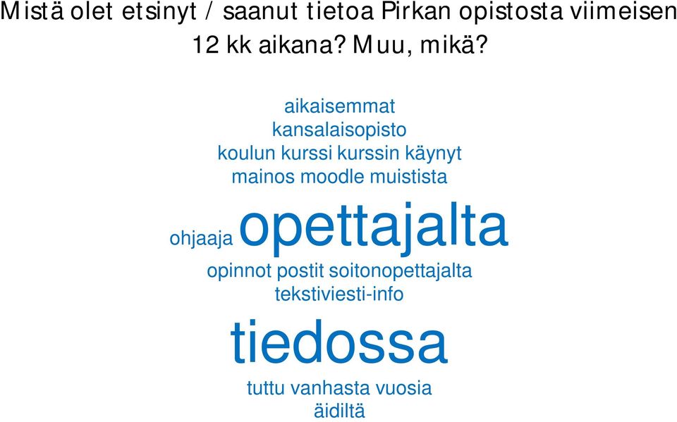 aikaisemmat kansalaisopisto koulun kurssi kurssin käynyt mainos