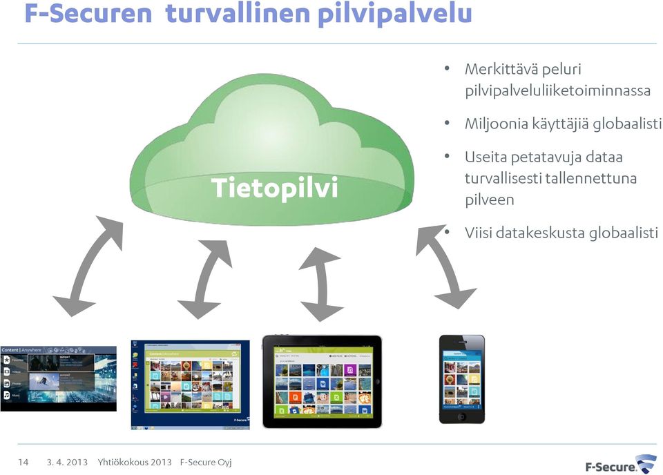 Tietopilvi Useita petatavuja dataa turvallisesti tallennettuna