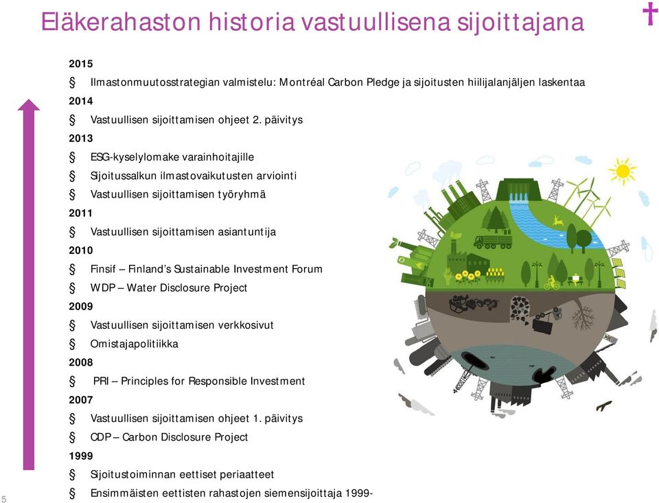 päivitys 2013 ESG-kyselylomake varainhoitajille Sijoitussalkun ilmastovaikutusten arviointi Vastuullisen sijoittamisen työryhmä 2011 Vastuullisen sijoittamisen asiantuntija 2010 Finsif