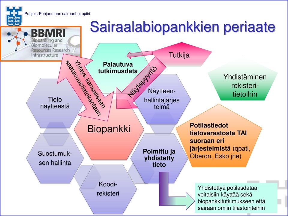 Potilastiedot tietovarastosta TAI suoraan eri järjestelmistä (qpati, Oberon, Esko jne) Koodi-