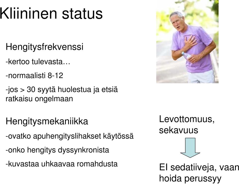 -ovatko apuhengityslihakset käytössä -onko hengitys dyssynkronista