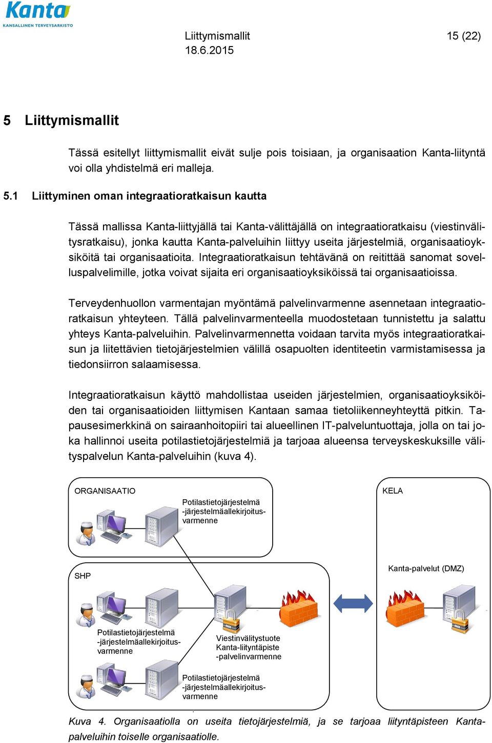 1 Liittyminen oman integraatioratkaisun kautta Tässä mallissa Kanta-liittyjällä tai Kanta-välittäjällä on integraatioratkaisu (viestinvälitysratkaisu), jonka kautta Kanta-palveluihin liittyy useita