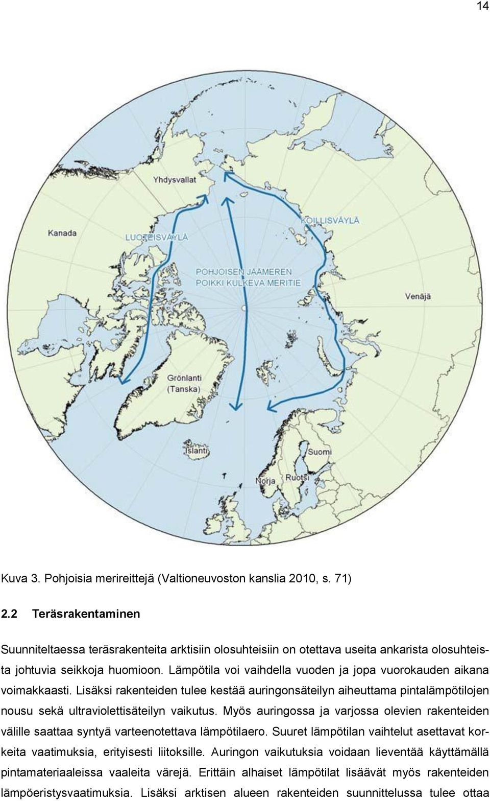 Lämpötila voi vaihdella vuoden ja jopa vuorokauden aikana voimakkaasti. Lisäksi rakenteiden tulee kestää auringonsäteilyn aiheuttama pintalämpötilojen nousu sekä ultraviolettisäteilyn vaikutus.