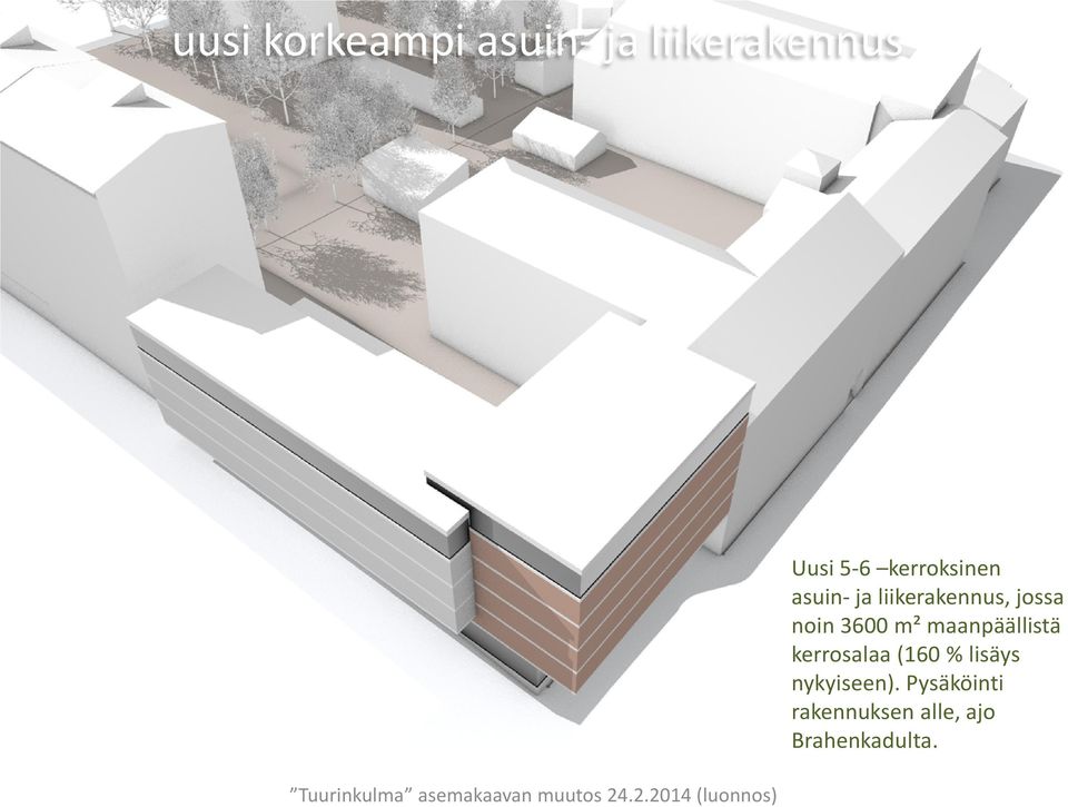 3600 m² maanpäällistä kerrosalaa (160 % lisäys