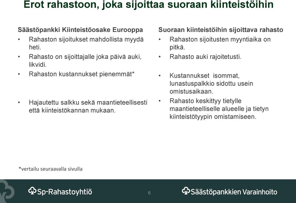 Rahaston kustannukset pienemmät* Hajautettu salkku sekä maantieteellisesti että kiinteistökannan mukaan.