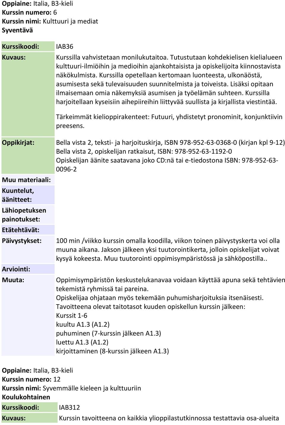 Kurssilla opetellaan kertomaan luonteesta, ulkonäöstä, asumisesta sekä tulevaisuuden suunnitelmista ja toiveista. Lisäksi opitaan ilmaisemaan omia näkemyksiä asumisen ja työelämän suhteen.