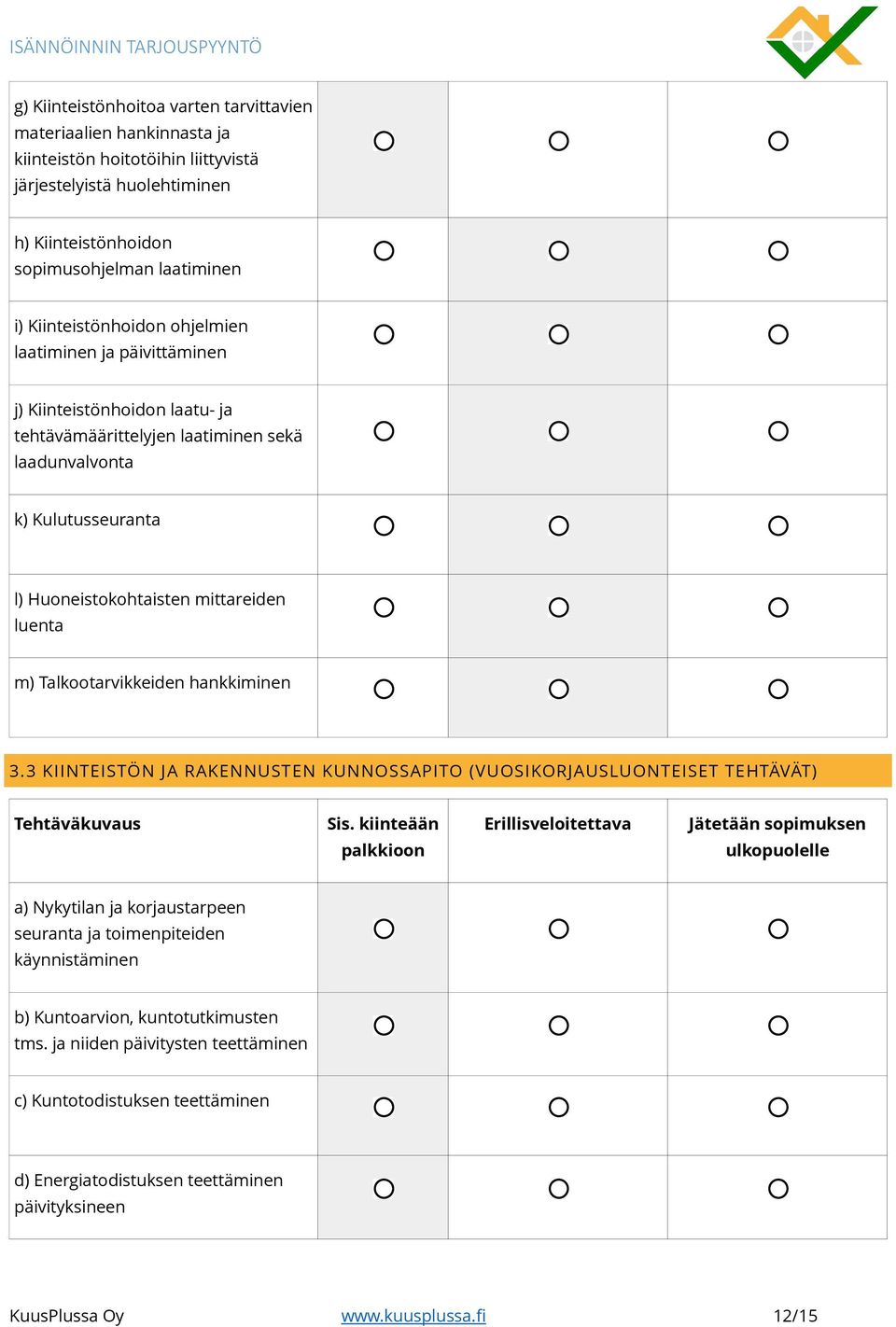 mittareiden luenta m) Talkootarvikkeiden hankkiminen 3.